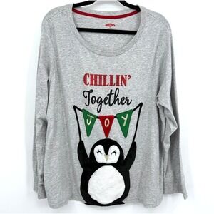 Holiday Time Christmas Top Womens‎ 2X Novelty Holiday Penguin Joy Winter Cozy